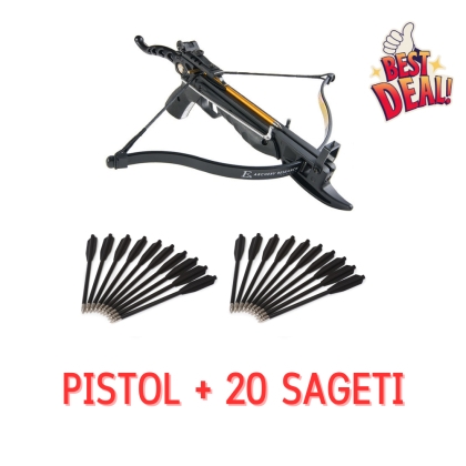 Pachet pistol arbaleta EK Archery Cobra Metal Black + 20 sageti