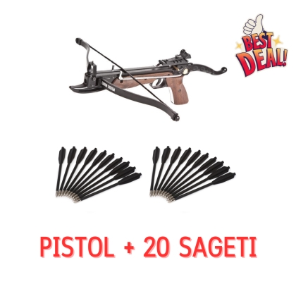 Pachet pistol arbaleta EK Archery Cobra Metal Camo + 20 sageti
